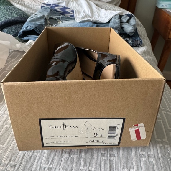 Cole Haan Women's Black Peep Toe Heels - Picture 3 of 4